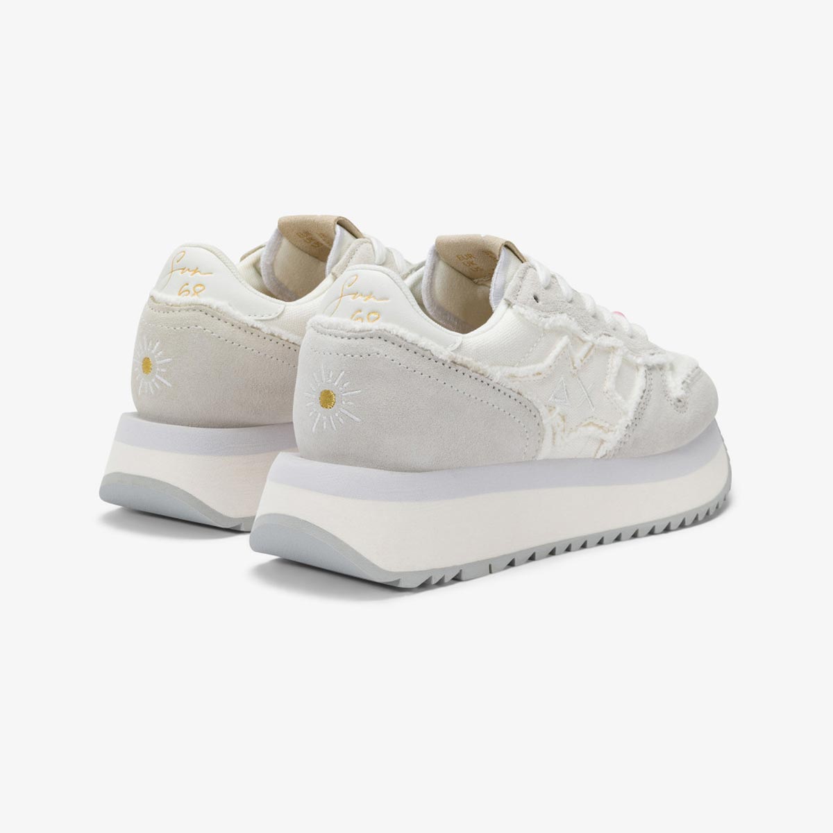 Sneakers con platform in canvas bianco