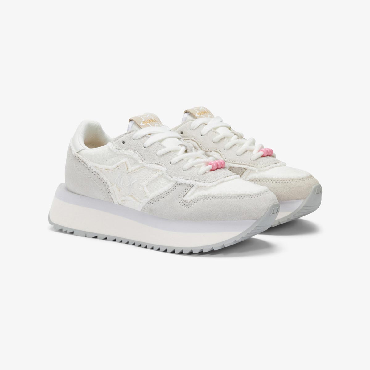 Sneakers con platform in canvas bianco