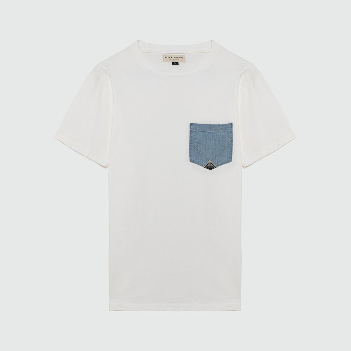 T-shirt con taschino in denim