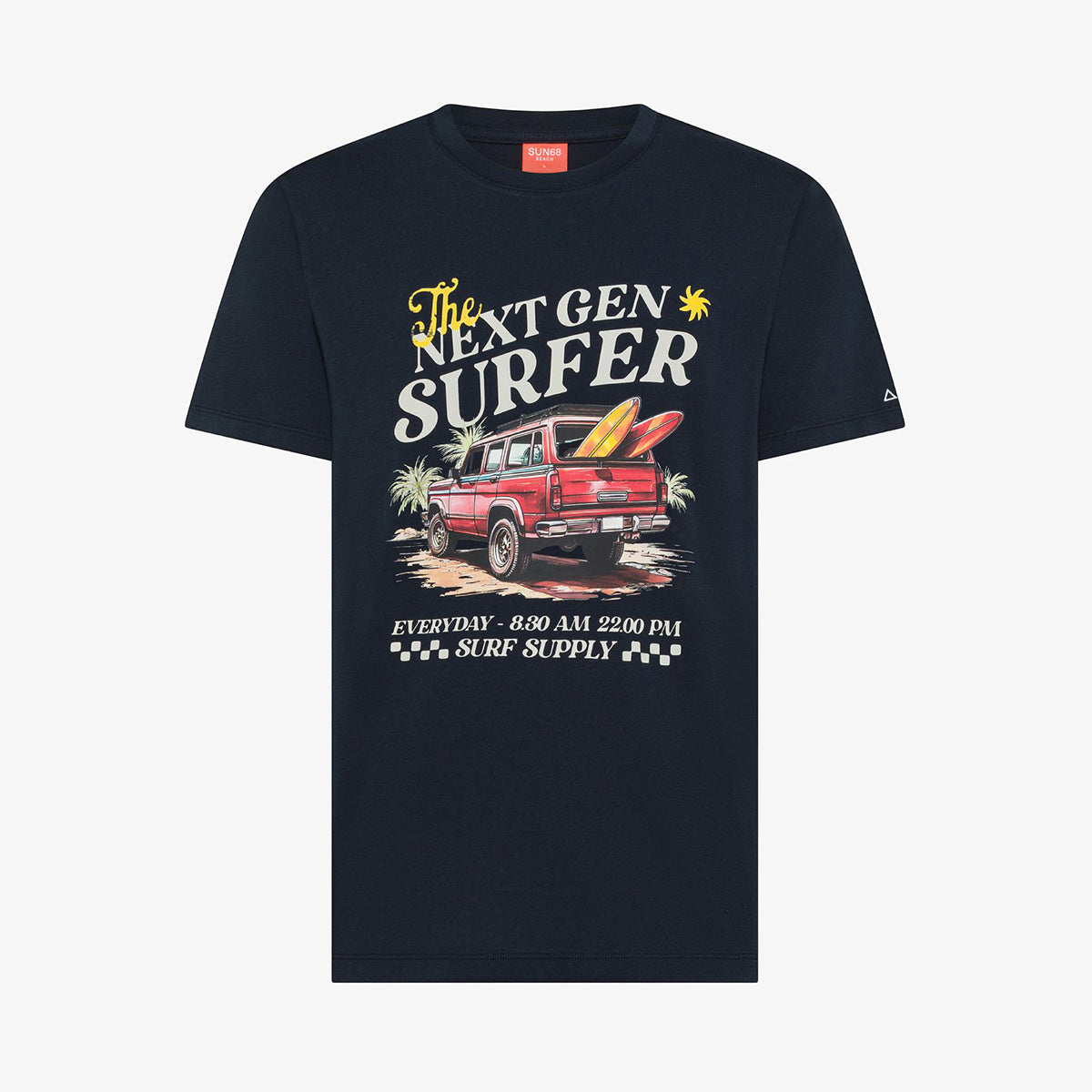 T-shirt blu in cotone con stampa