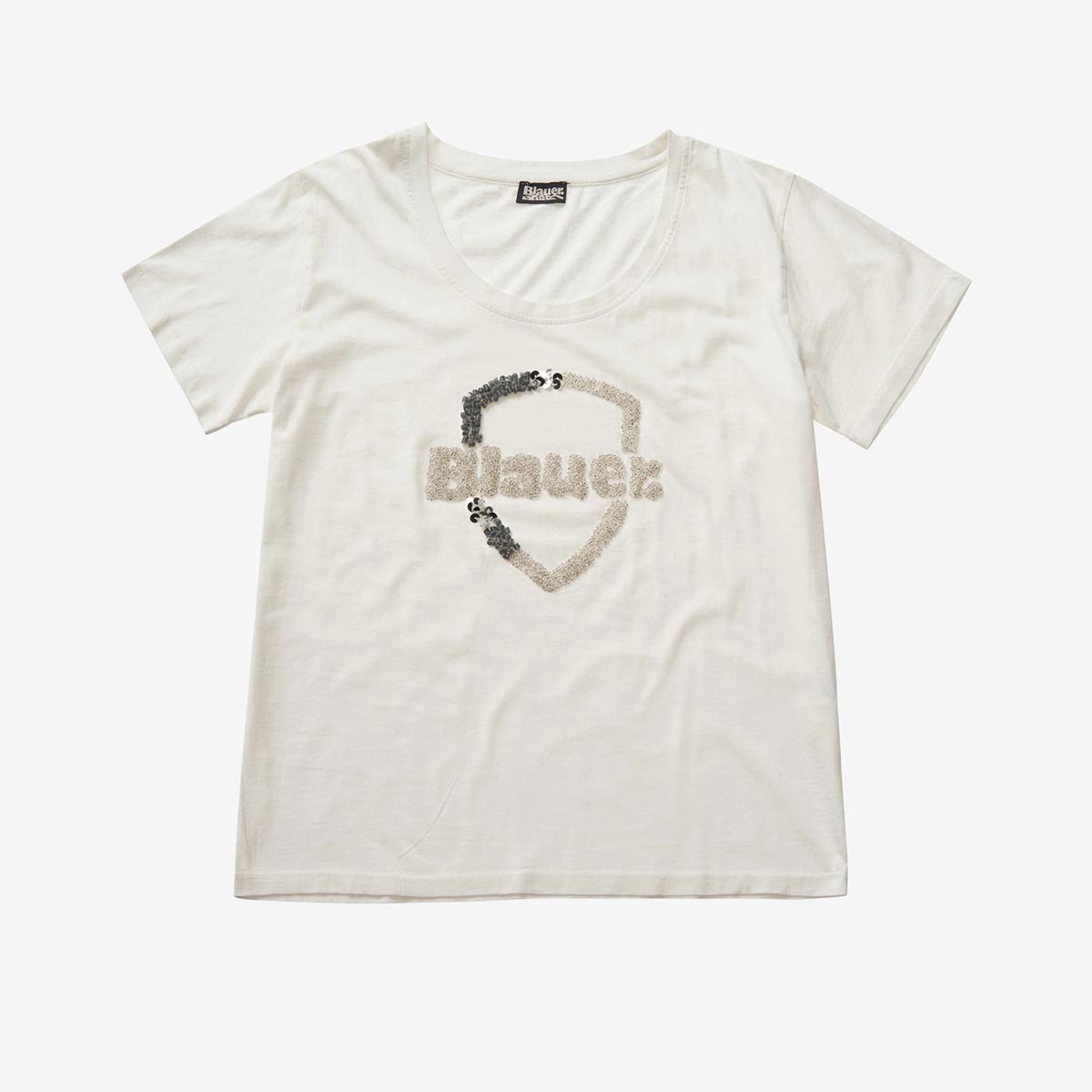 T-shirt logata paillette
