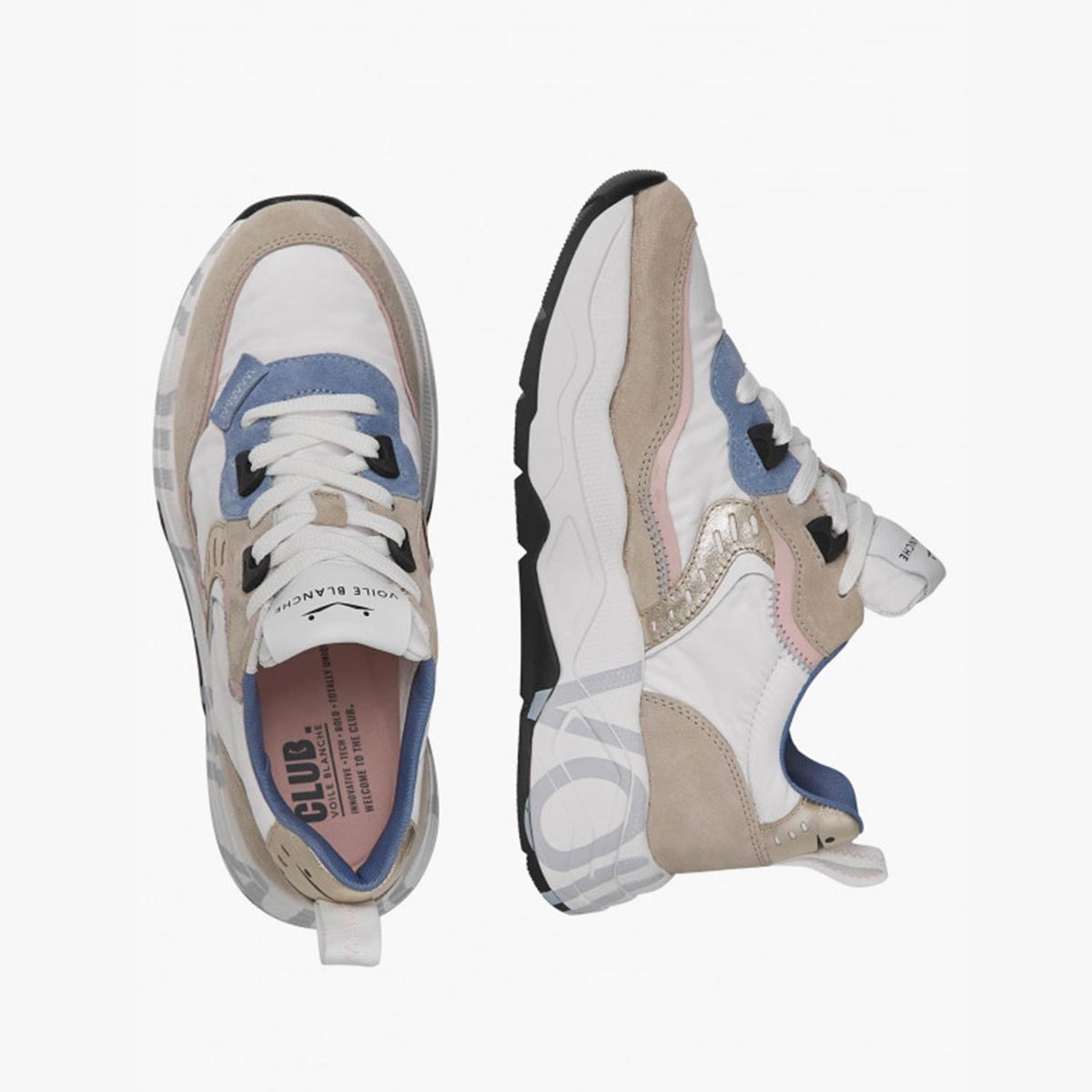 Sneaker in pelle e tessuto