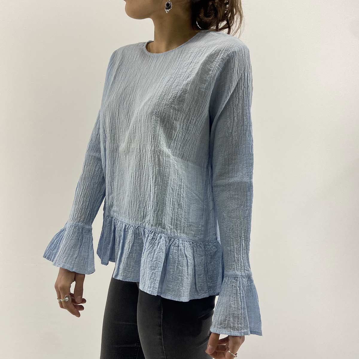 Camicia goffrata azzurra