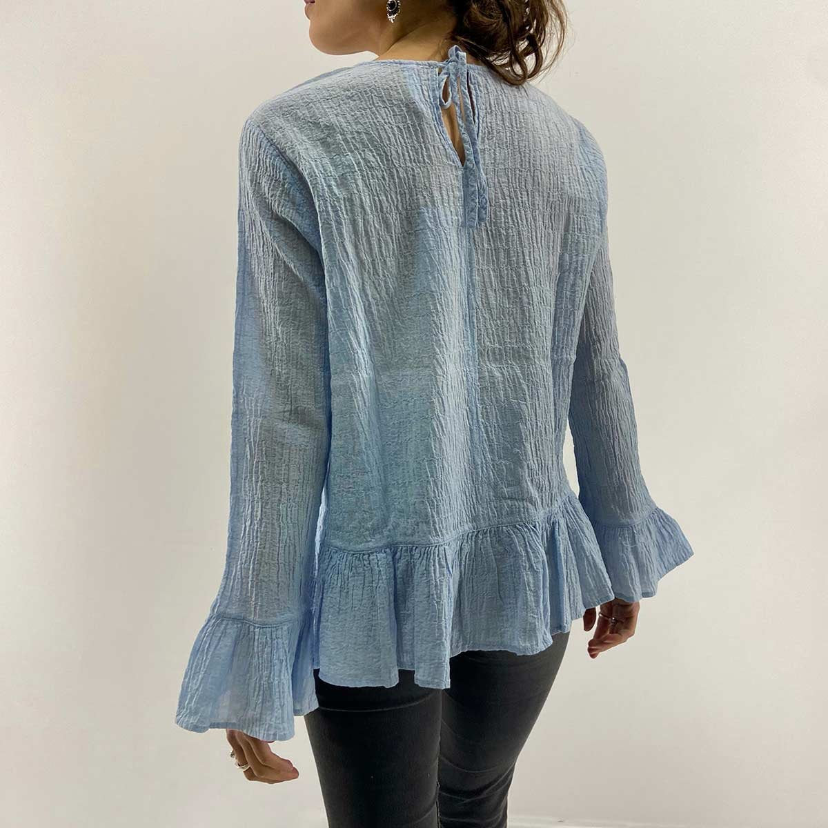 Camicia goffrata azzurra