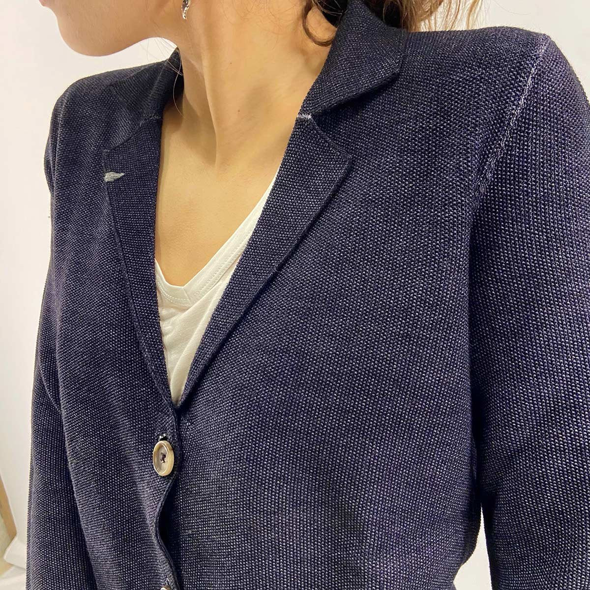 Giacca lana merinos blu