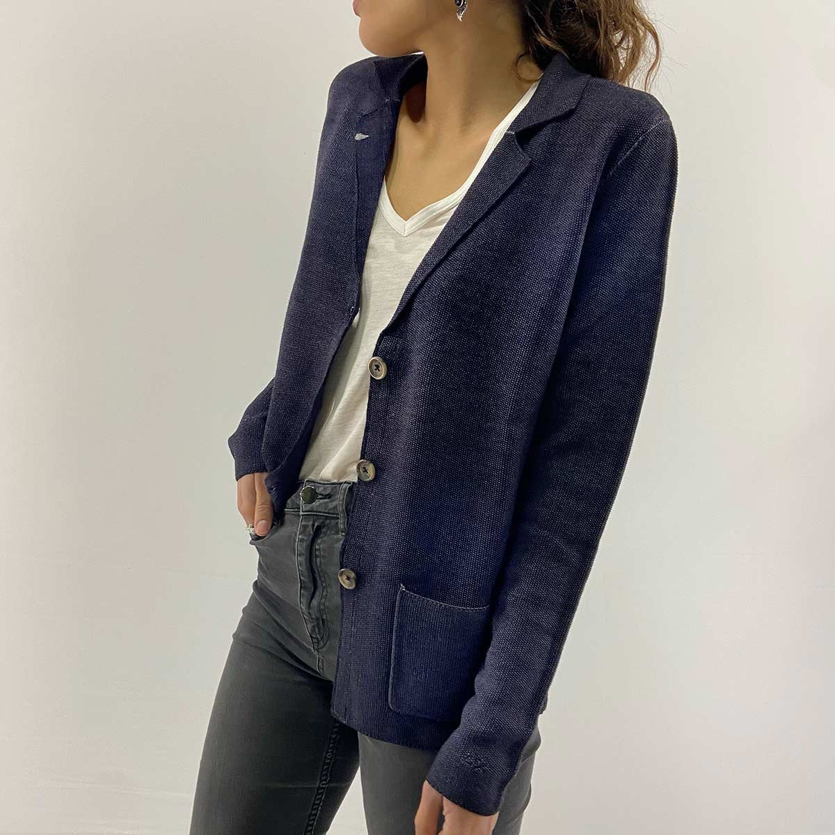 Giacca lana merinos blu