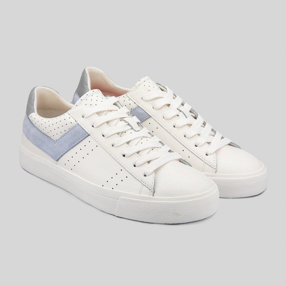 Sneaker in pelle bianca e grigia