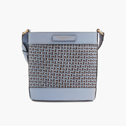 Borsa secchiello a tracolla in pelle e paglia
