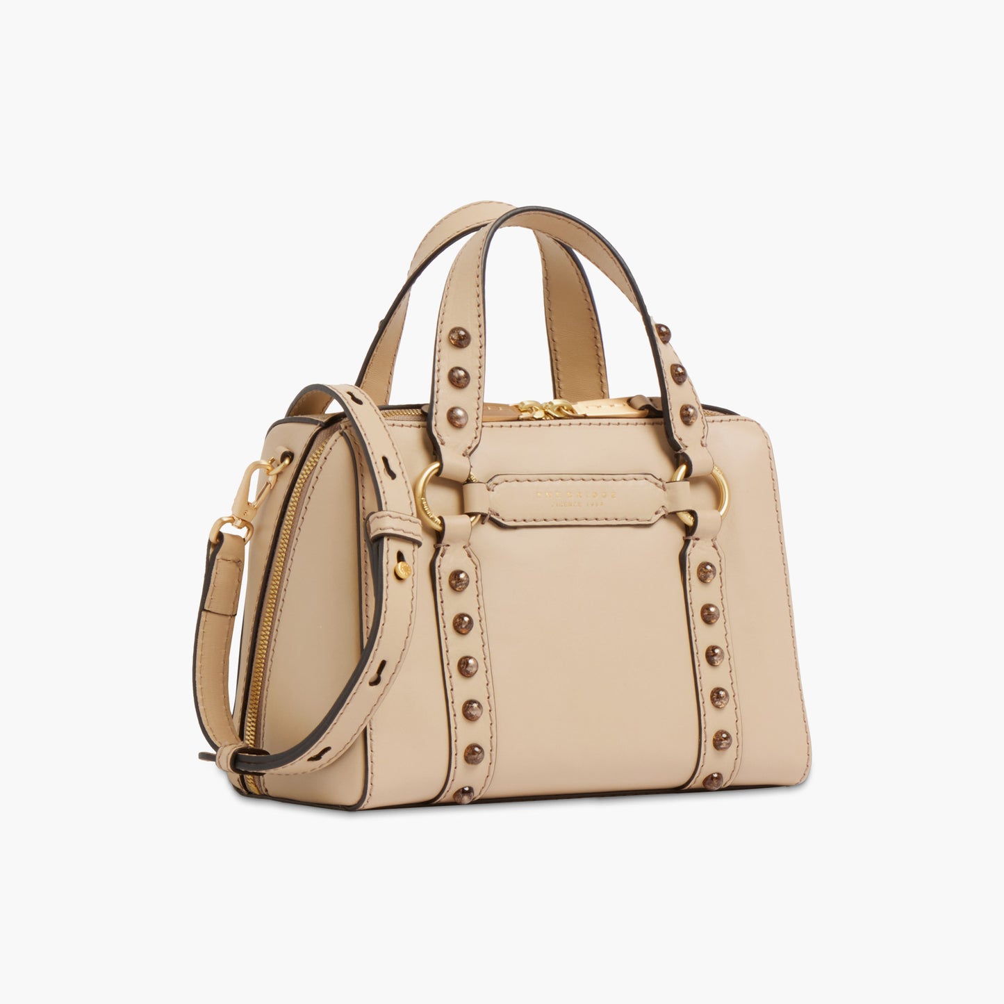 Borsa a mano in pelle con borchie e tracolla