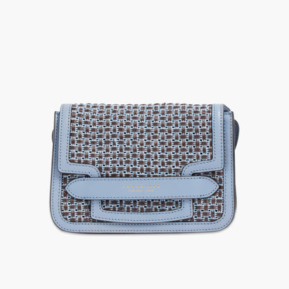 Borsa a tracolla in pelle e paglia