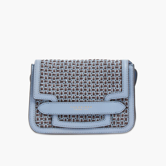 Borsa a tracolla in pelle e paglia