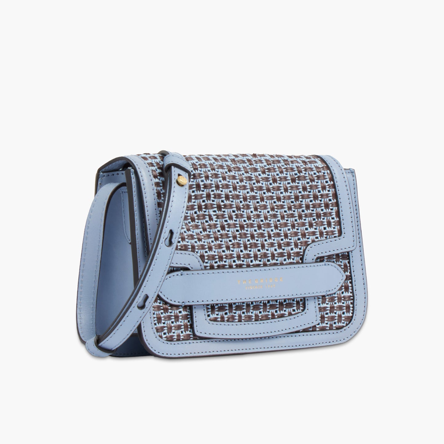 Borsa a tracolla in pelle e paglia
