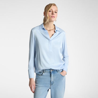 T-shirt polo in raso e jersey