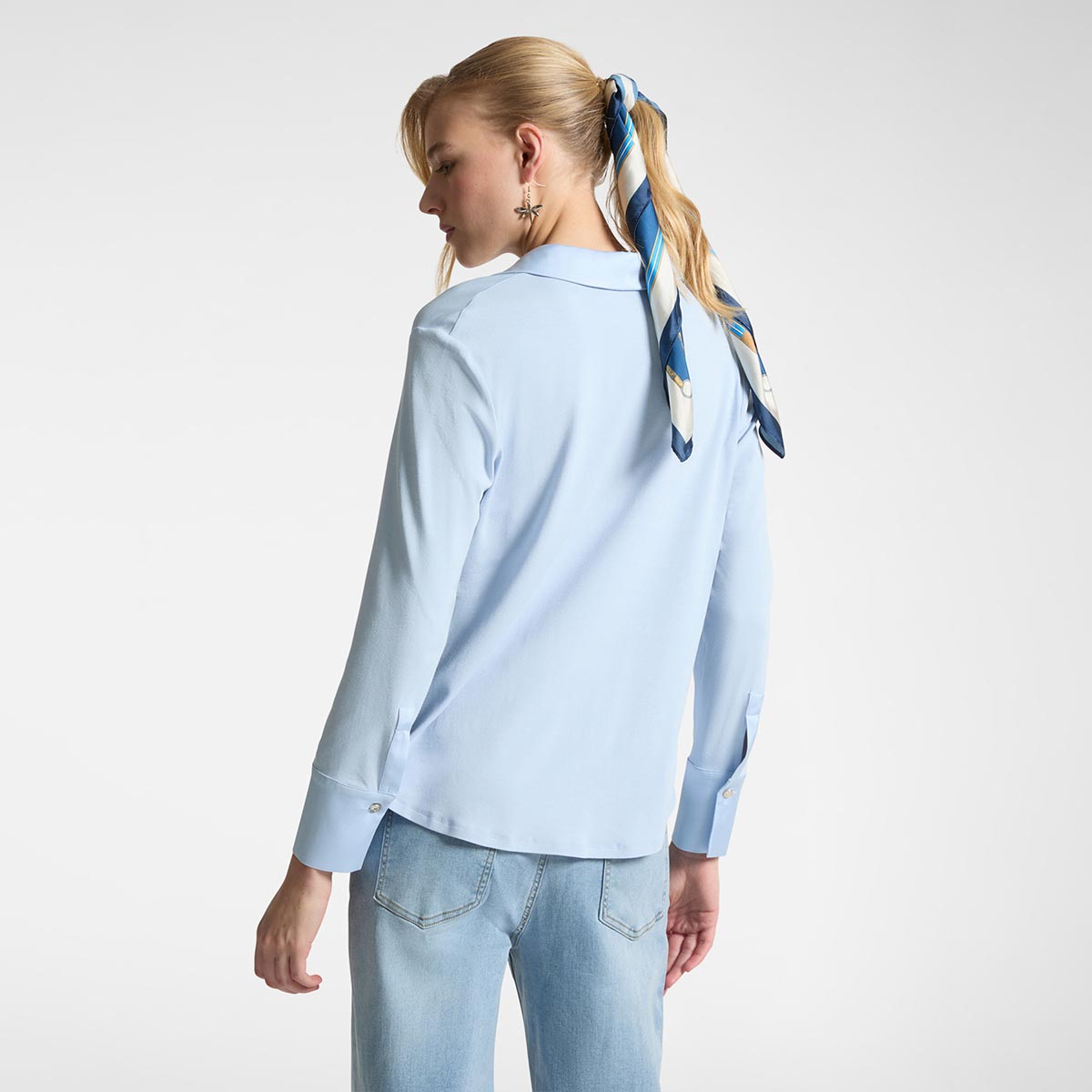 T-shirt polo in raso e jersey