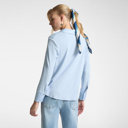 T-shirt polo in raso e jersey