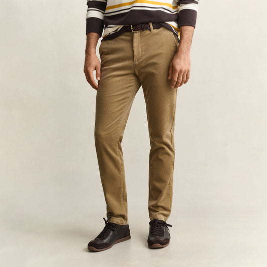 Pantaloni tasca chino in velluto a coste sottili