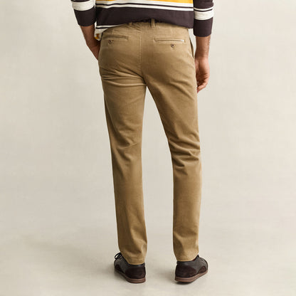 Pantaloni tasca chino in velluto a coste sottili