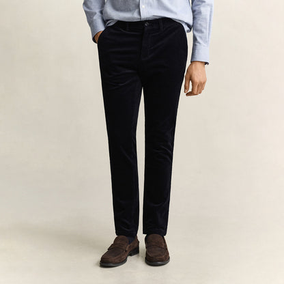 Pantaloni tasca chino in velluto a coste sottili