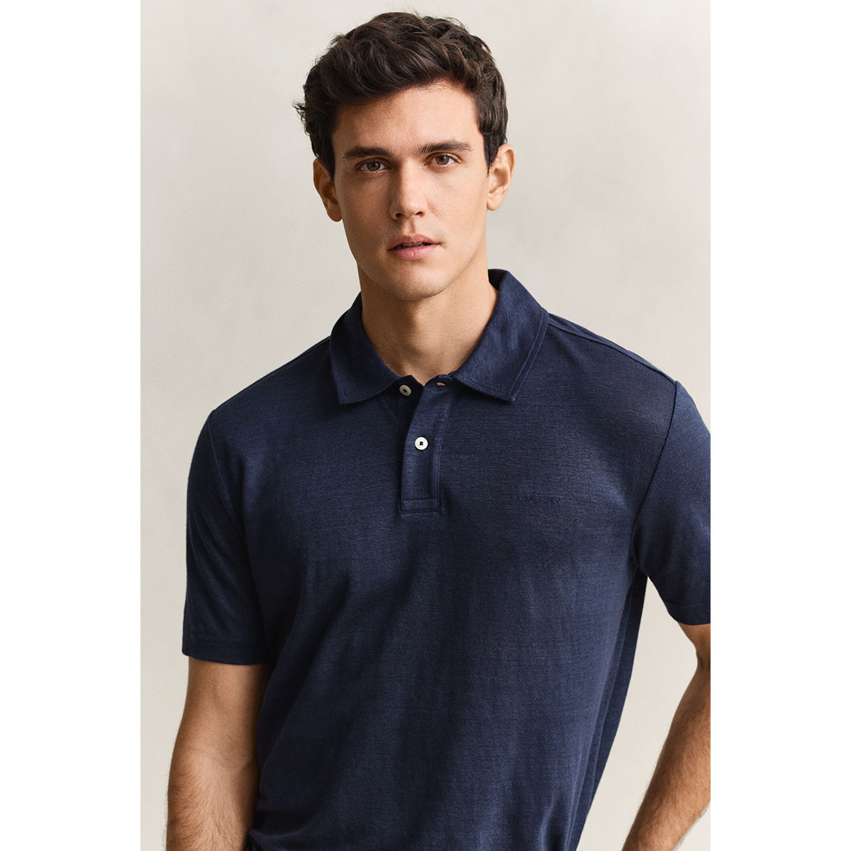 Polo in lino blu