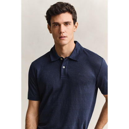Polo in lino blu