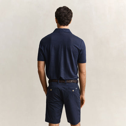 Polo in lino blu