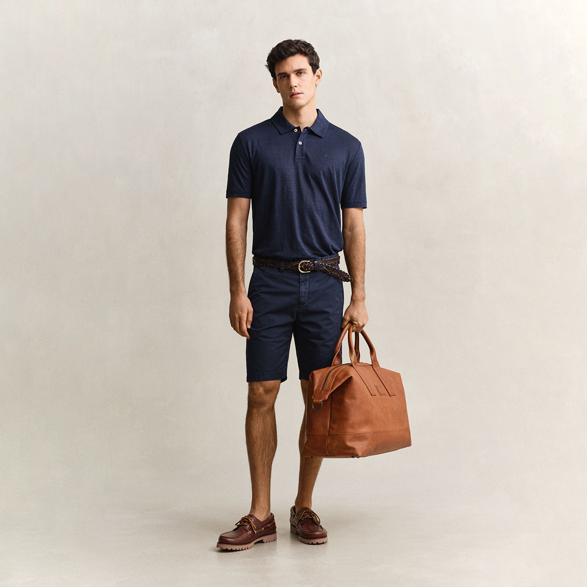Polo in lino blu