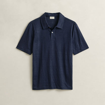 Polo in lino blu