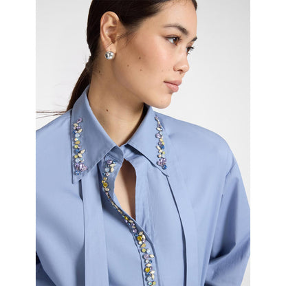 Camicia in popeline con cristalli