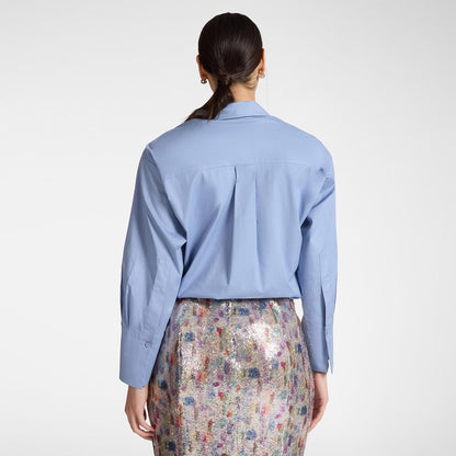 Camicia in popeline con cristalli