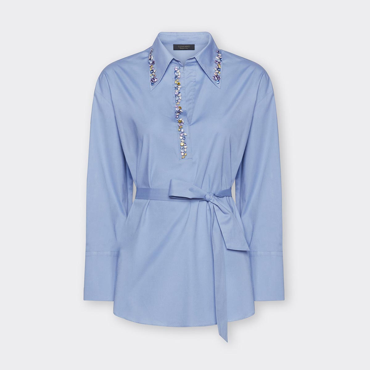 Camicia in popeline con cristalli