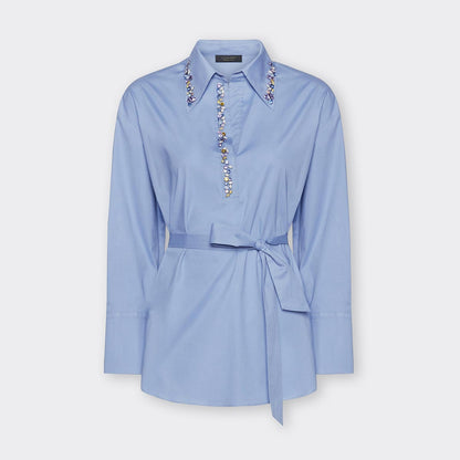 Camicia in popeline con cristalli