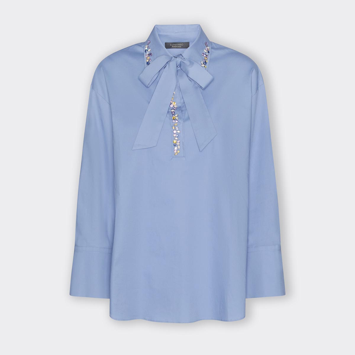 Camicia in popeline con cristalli