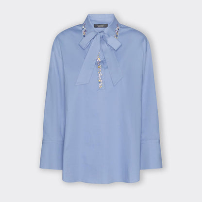 Camicia in popeline con cristalli