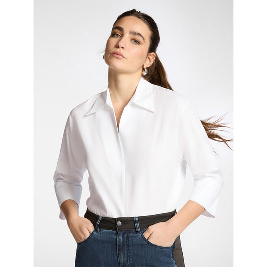 Camicia in popeline maniche tre quarti