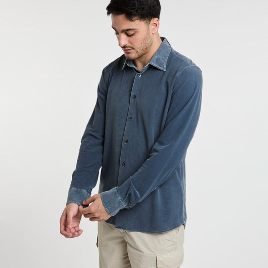 Camicia in piqué stone wash