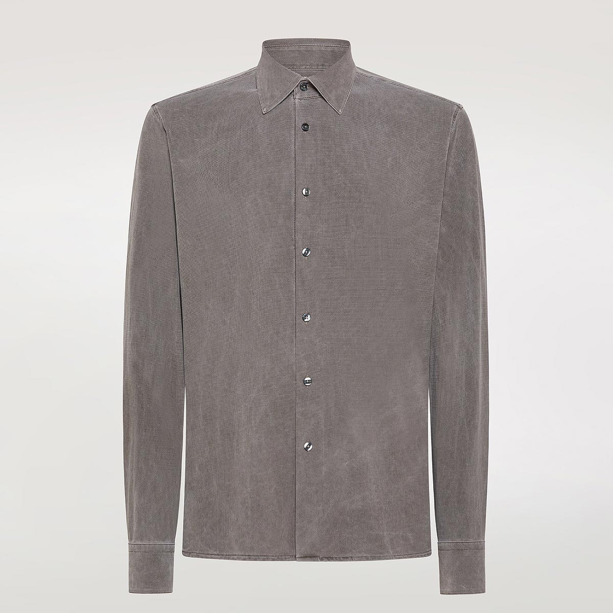 Camicia in piqué stone wash