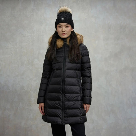 Piumino lungo - cappuccio con pelliccia rimovibile