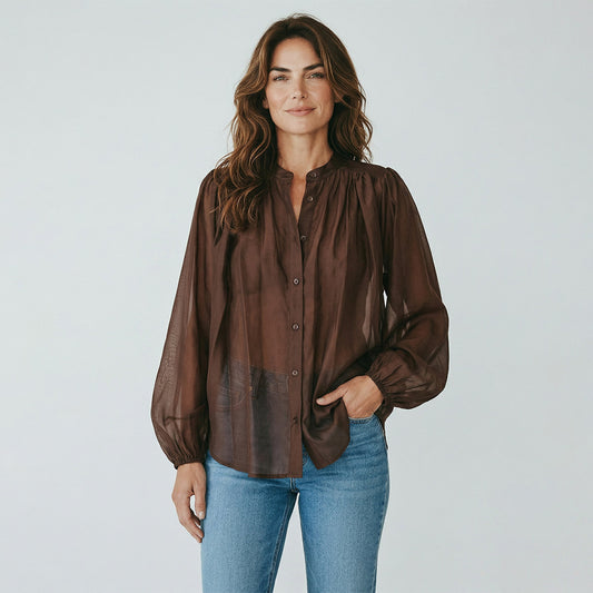 Camicia in voile con arricciatura