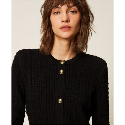 Abito-cardigan corto con bottoni in metallo