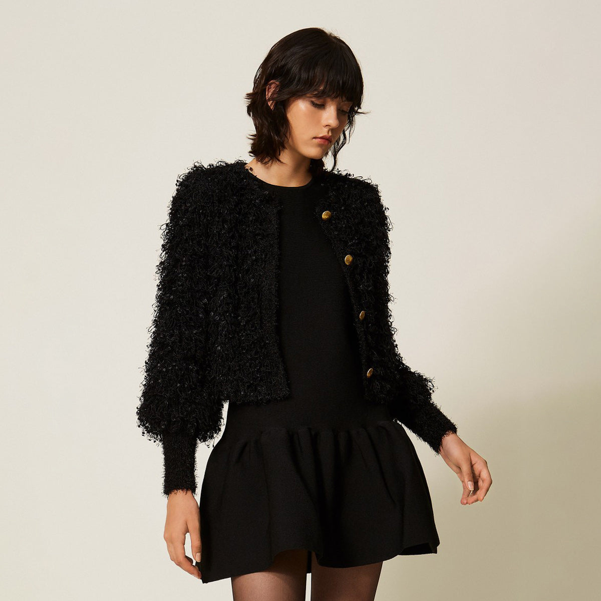 Giacca in maglia effetto pelliccia