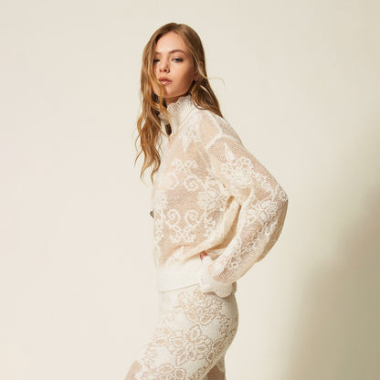 Maglia a lupetto in misto alpaca