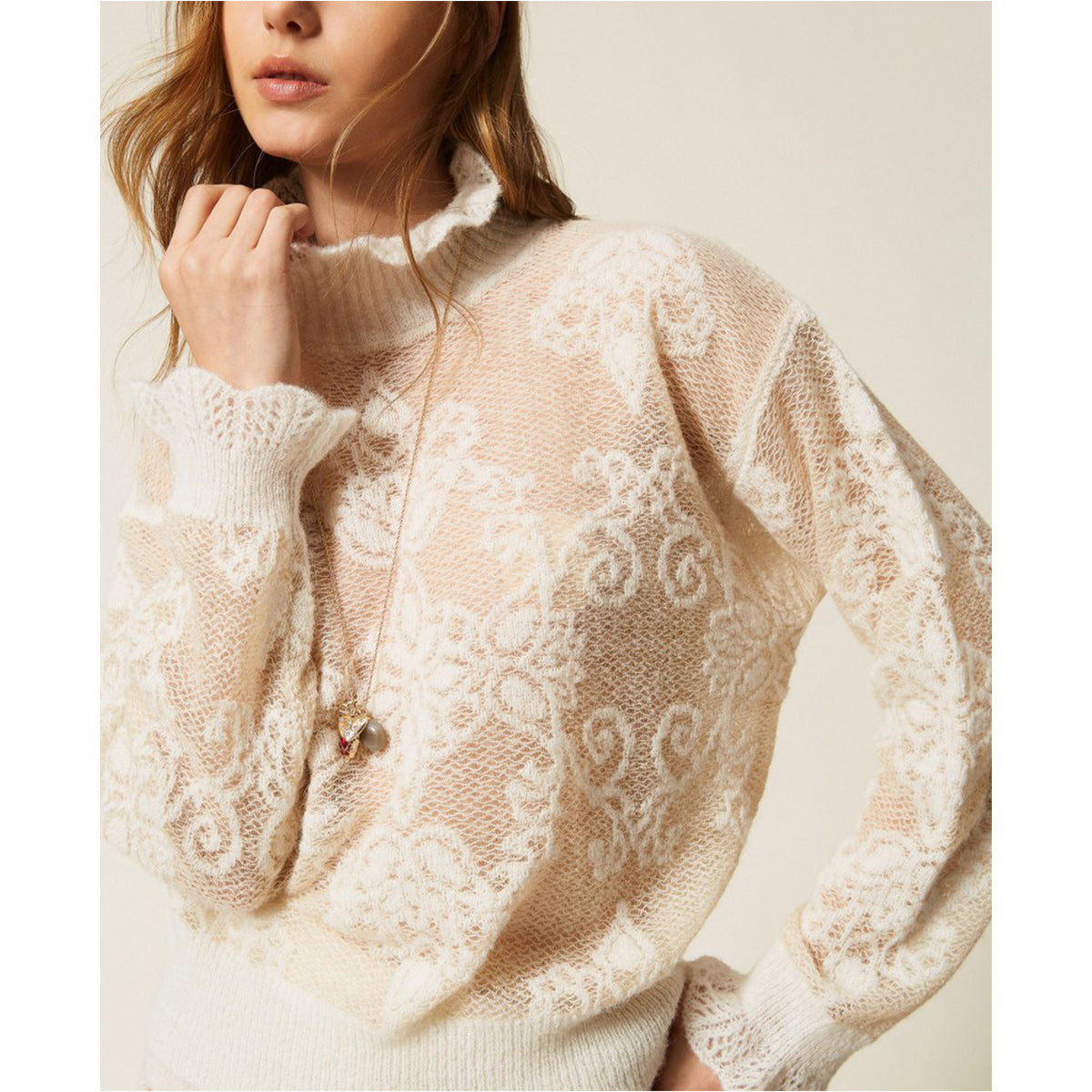 Maglia a lupetto in misto alpaca