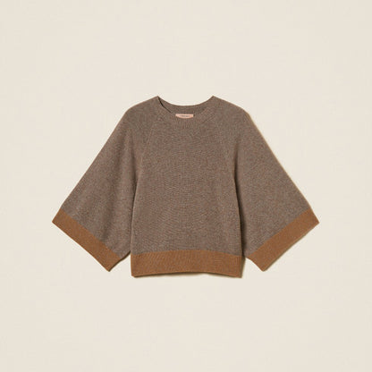 Maglia cropped in lana e cashmere con lurex