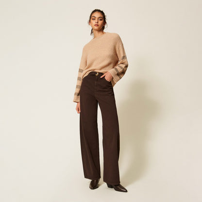 Maglia in misto alpaca con righe lurex