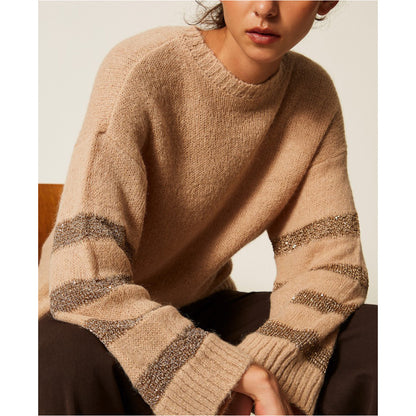 Maglia in misto alpaca con righe lurex