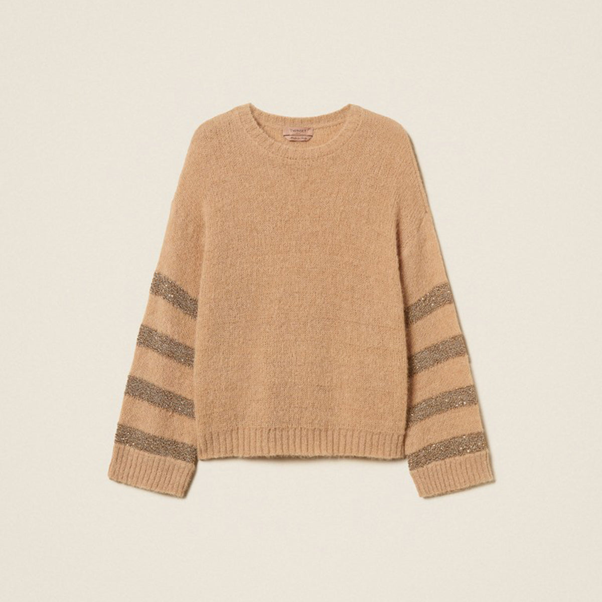 Maglia in misto alpaca con righe lurex