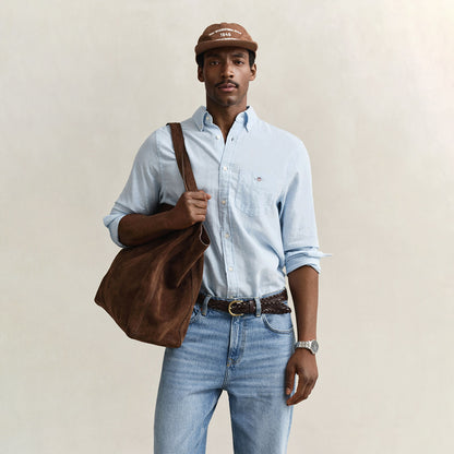 Camicia in misto lino azzurra