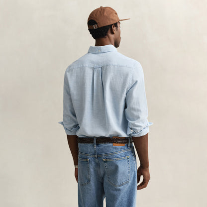 Camicia in misto lino azzurra