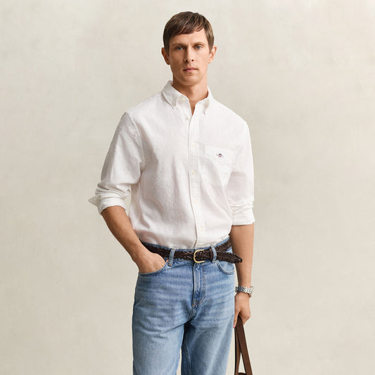 Camicia in misto lino bianca