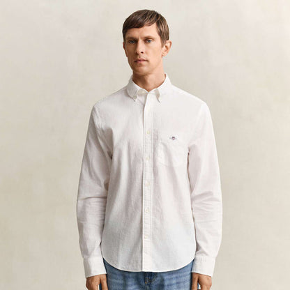 Camicia in misto lino bianca
